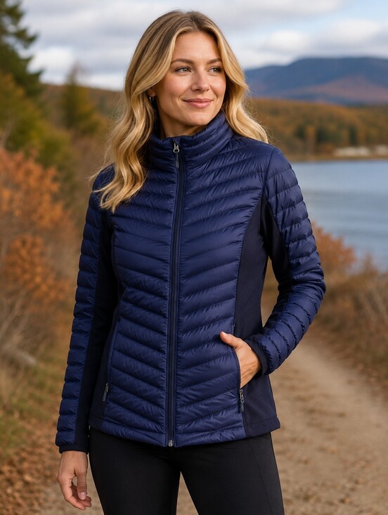 32 Degrees Jackets & Blazers - 32 Degrees HEAT Women’s XL Hybrid Puffer Jacket Navy Black Lightweight Quilted C